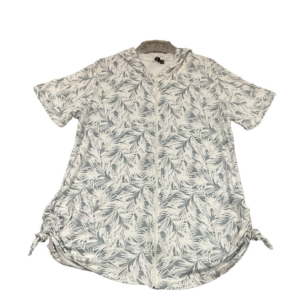 Porto Cruz Leaf Palm Tree Swimsuit Full Zip Cover-Up Dress Women's‎ Size XXL